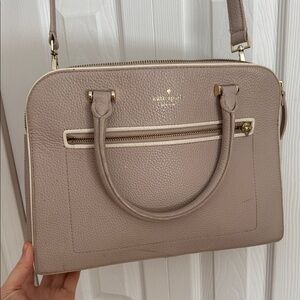 kate spade Taupe Leather Satchel with Gold Hardware